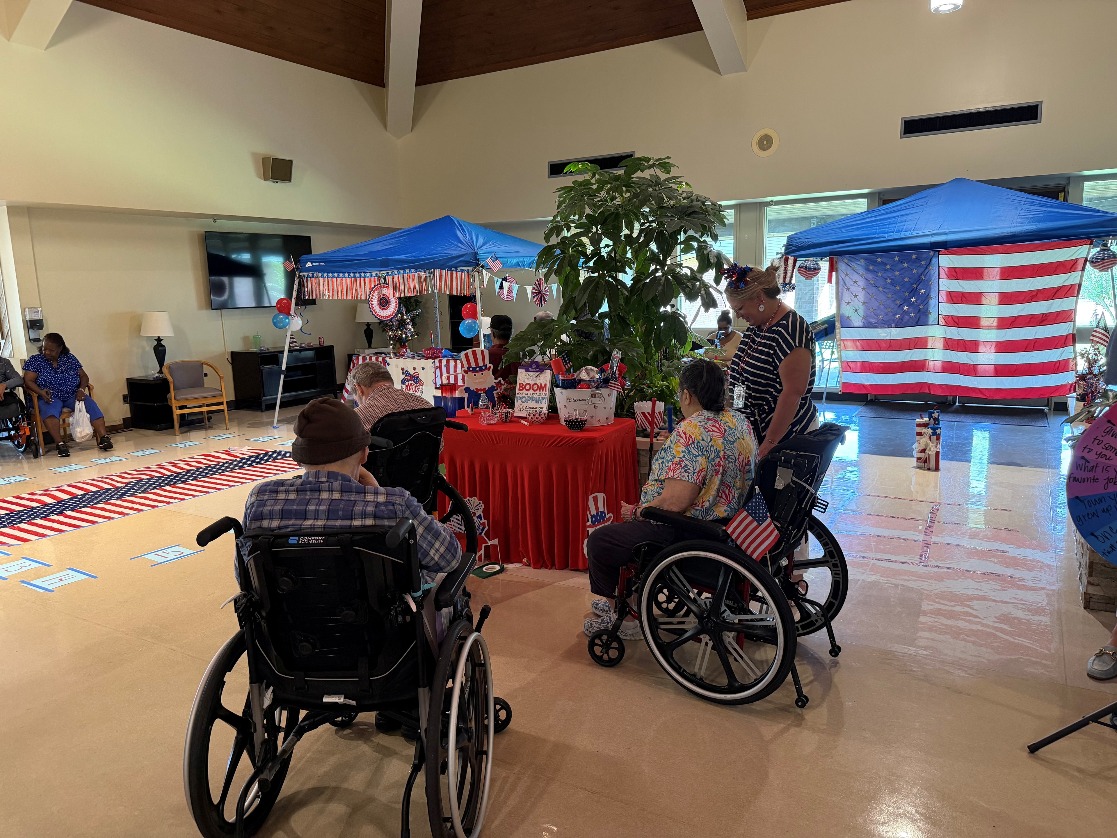 Residents enjoying a creative activity together