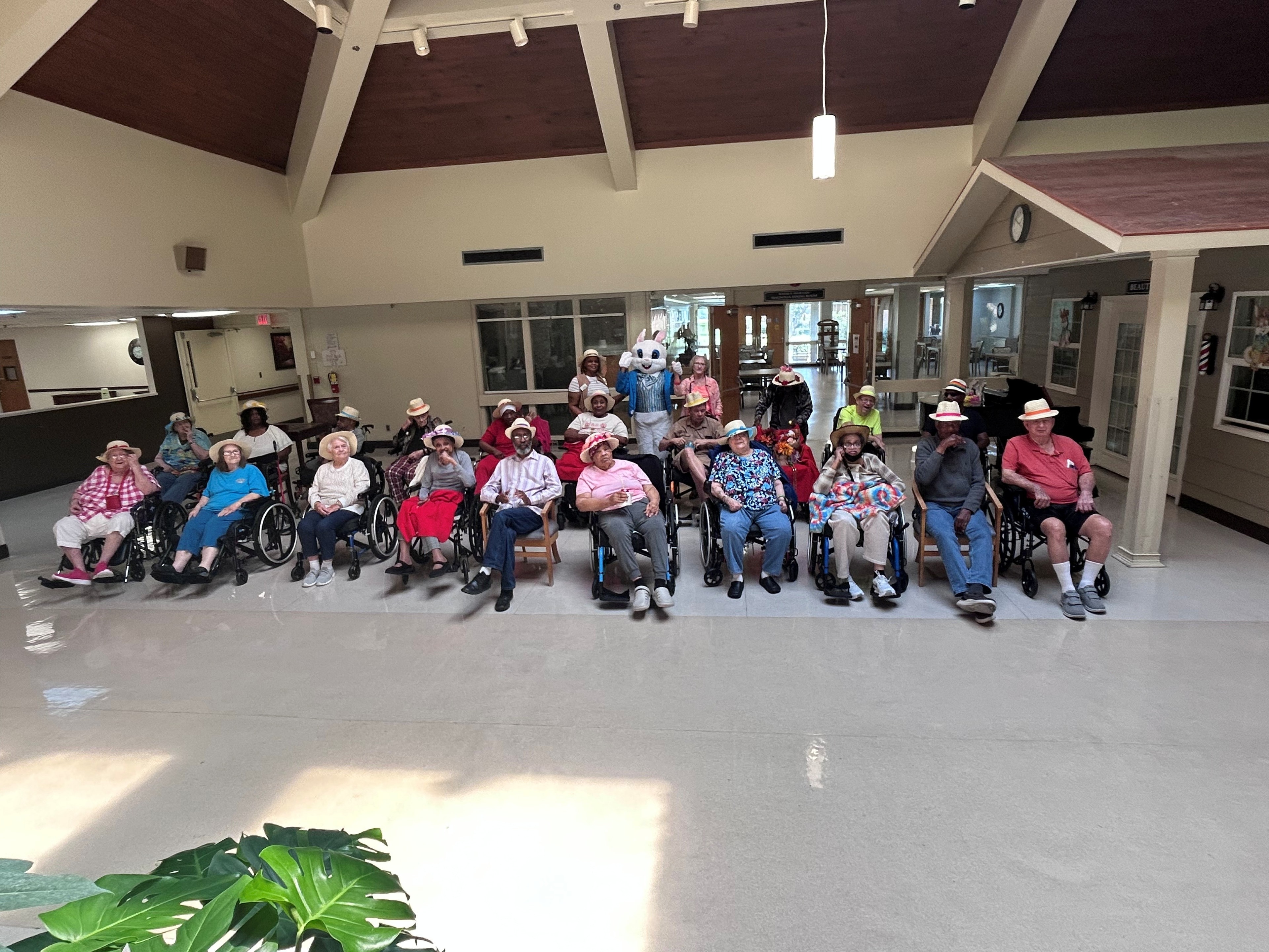 Senior residents enjoying a group game together